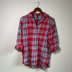Lauren Jeans Ralph Lauren Boyfriend Plaid Button  Down Cotton Red Size Small